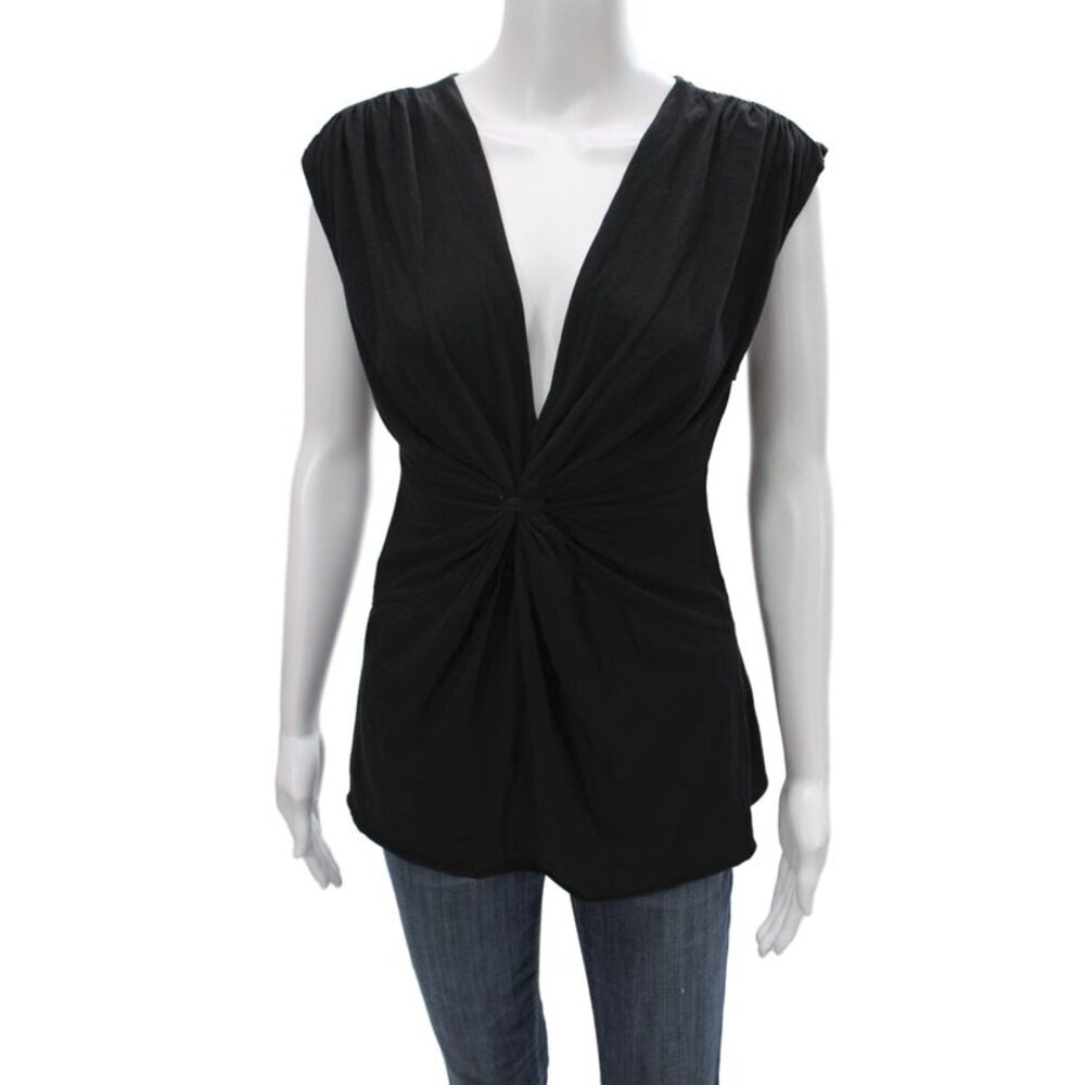 Velvet by Graham & Spencer Women Jersey V-Neck Sleeveless Blouse Black Size M